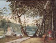 unknow artist A wooded landscape with a beggar kneeling before a cardinal Spain oil painting artist